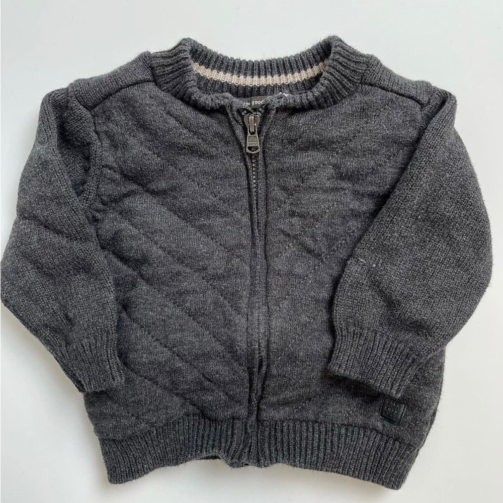 Zara 6m‎ Fall Jacket Kids Gray Quilted Knit Coat Baby Sweater Zip Up